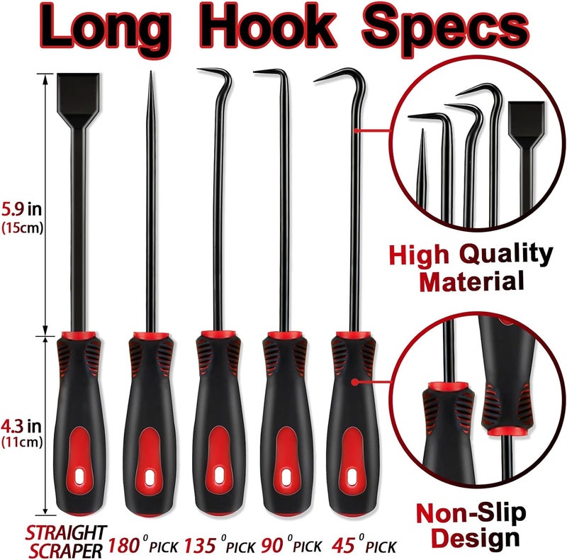 Keze 15Pcs Carbon Steel Precision Pick & Hook and Trim Removal Tool Set with Scraper and Magnetic Telescoping Tool Kit for Remove Automotive Electronics Maintenance Hoses Gasket Hand Pick Up Tools - Image 2
